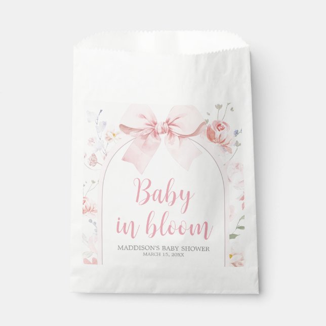 Sacolinha Arco de Flores Rosa Bebê em Flor Aniversário do Be (Frente)