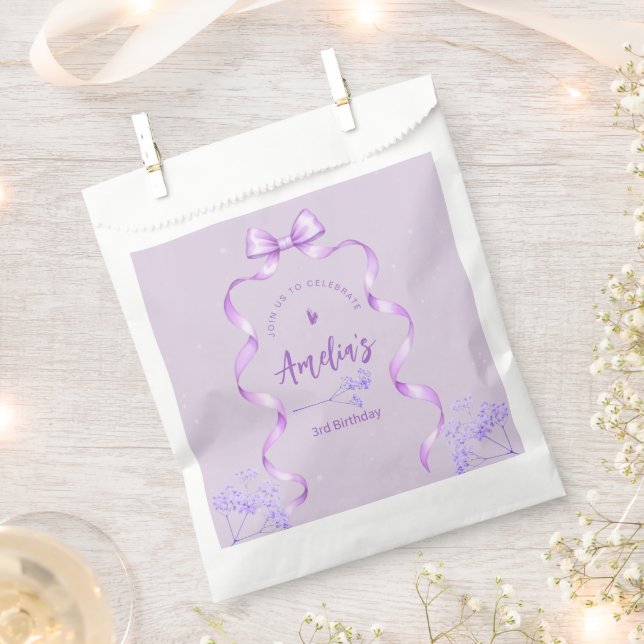Sacolinha Arco Íris Roxo de Aniversário Qualquer Idade (Cortado)