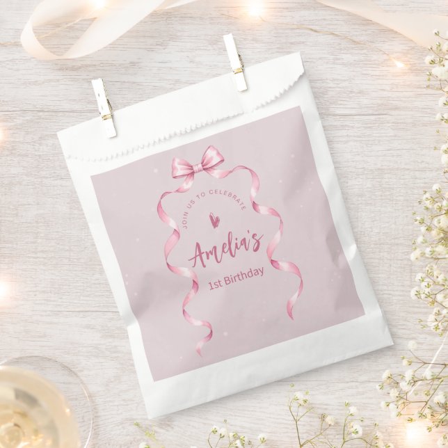 Sacolinha Arco Rosa Coquette Aniversário  (Cortado)