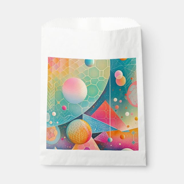 Sacolinha Arte abstrata geométrica vibrante e caprichosa (Frente)