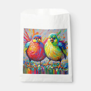 Sacolinha Arte colorida de pássaros abstrata gorda gigante f