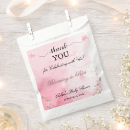 Sacolinha Arte Cor-de-Água Rosa Piscante Obrigado Chá de fra