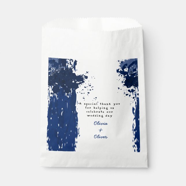 Sacolinha Arty Blue Splatter - Bag de Favor do Casamento (Frente)
