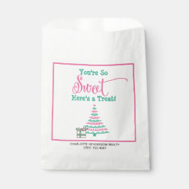 Sacolinha Árvore de Natal Rosa e Verde Fofo Doce Tratamento