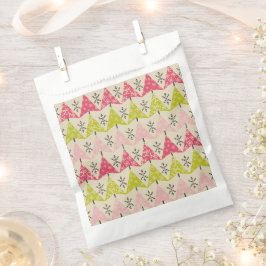 Sacolinha Árvores de Natal verdes e rosa