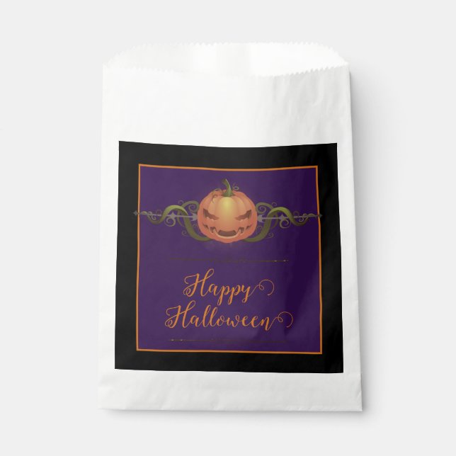Sacolinha Assustador Jack-o-Lanterna Halloween | Preto (Frente)