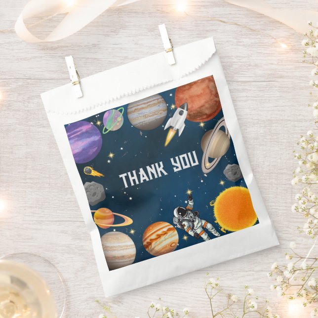 Sacolinha Astronauta Espacial Primeira Festa de aniversário (Cortado)