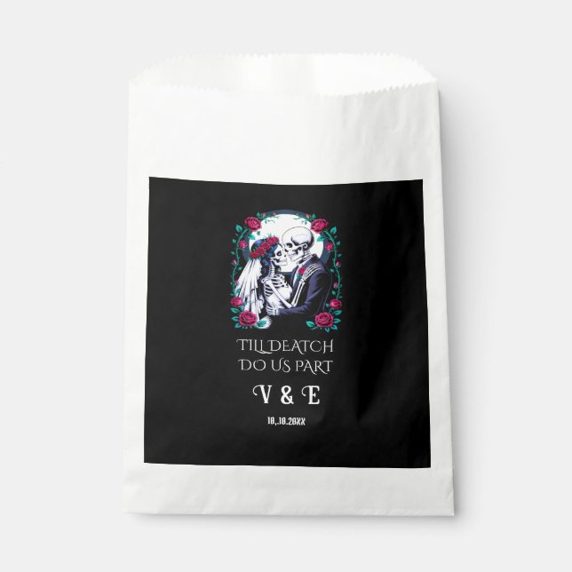 Sacolinha Até a morte nos separe de esqueletos góticos (Frente)