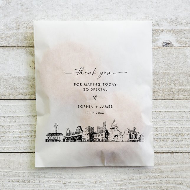 Sacolinha Austin Skyline Wedding Obrigado Por Bolsas Favorec (Criador carregado)