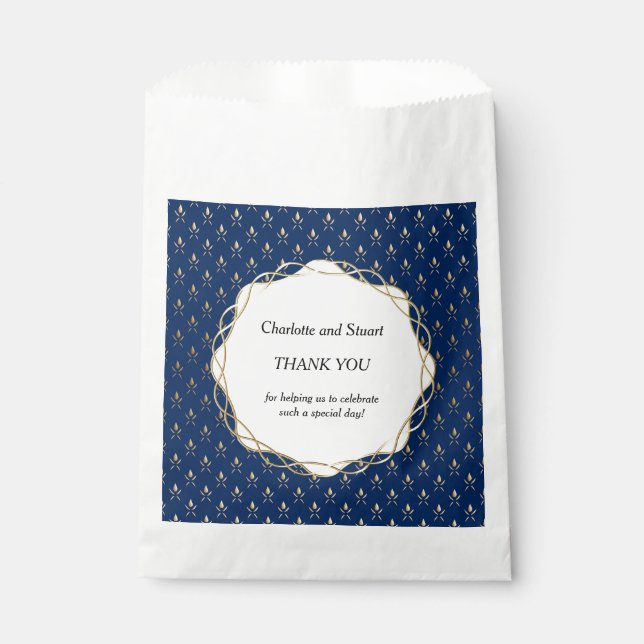 Sacolinha Azul clássico e casamento Dourado (Frente)