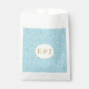 Sacolinha Azul Pastel Dourado Confetes Pontos Personalizados