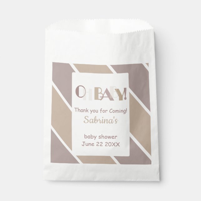 Sacolinha Baby Mocha Modern Chá de fraldas Favor Bag (Frente)