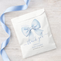 Baby Shower Blue Bow It's a Boy Thank You