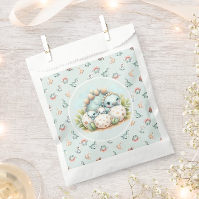 Sacolinha Baby Shower Favor Bag Dinosaur Dino Mite Party (Cortado)