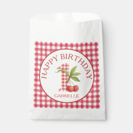 Sacolinha Baby's Cherry First Red Gingham Birthday 