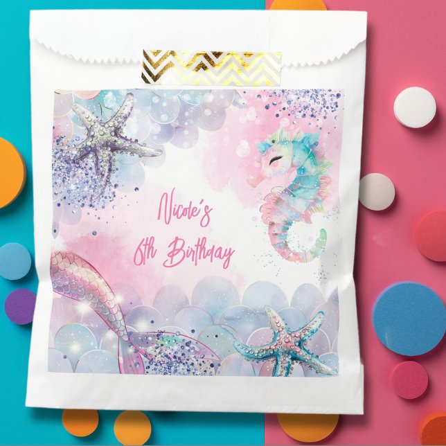 Sacolinha Baça de aniversário de sereia magia submarina (Criador carregado)