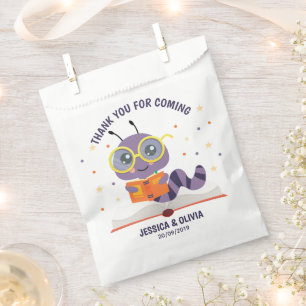 Sacolinha Bag de Favoritos do Tema do Bookworm Roxo