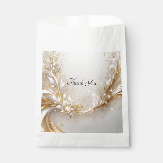 Sacolinha Bag Floral Favor Branco Dourado (Frente)