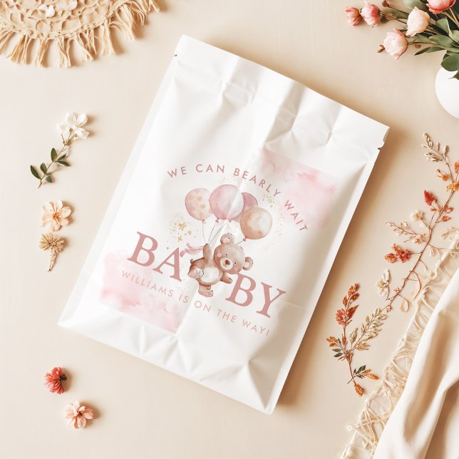 Sacolinha BAILEY Pink Barly Wait Teddy Bear Chá de fraldas (Criador carregado)