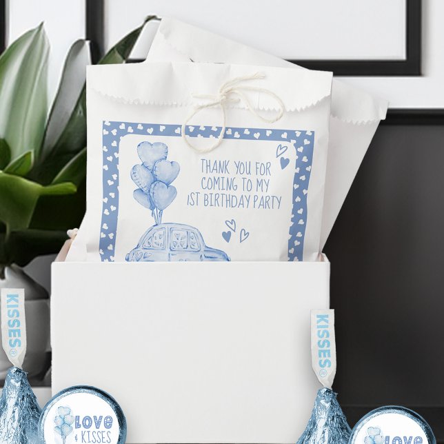 Sacolinha Balão Azul e Carro do primeiro aniversario namorad (Favor Bags - from my Car and Balloons Valentine Birthday Collection)