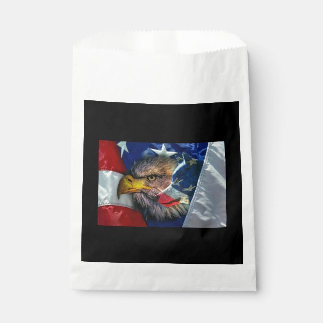 Sacolinha Bald Eagle Wolf American Flag (Frente)