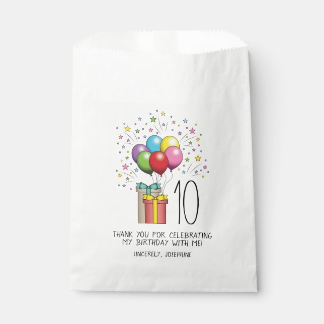 Sacolinha Balões De Aniversário E Apresenta Idade E Texto (Frente)