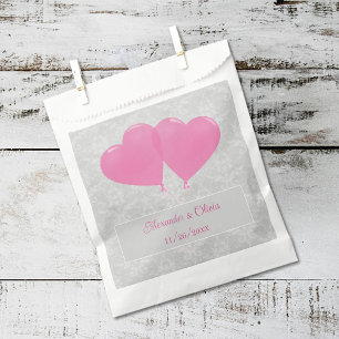Sacolinha Balões de Coração Rosa Favor de Casamento Bag