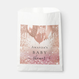 Sacolinha Balões de ouro rosa-chá de fraldas rosa