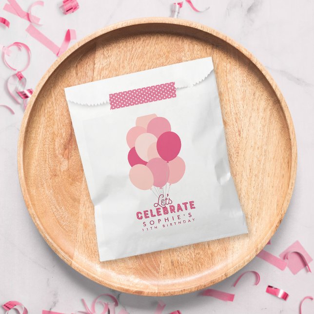 Sacolinha Balões Rosa Vamos Celebrar Aniversário de Qualquer (Criador carregado)