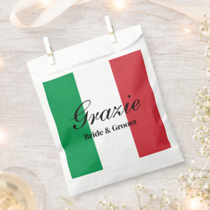 Sacolinha Bandeira italiana Grazie da festa de casamento ita
