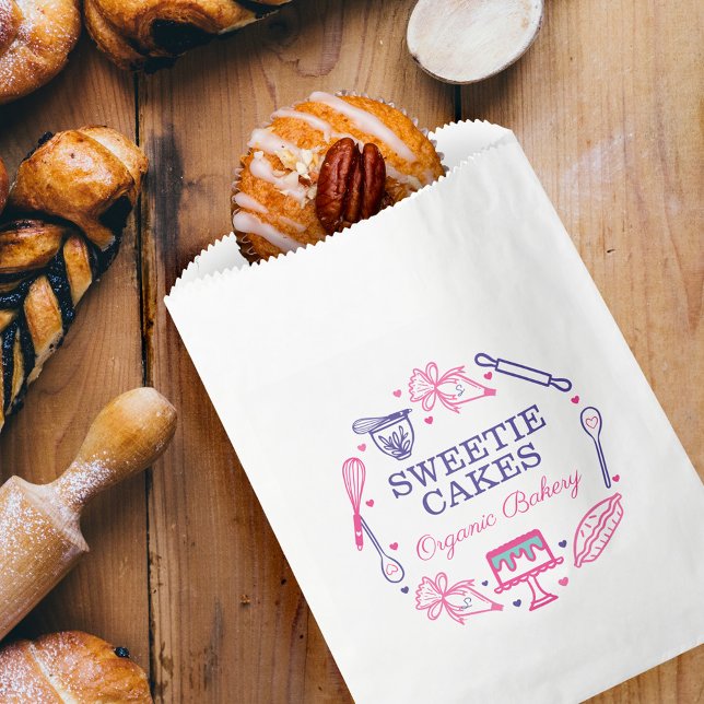 Sacolinha Banho e Cozinhar Utenssil Pink & Purple Bakery (Criador carregado)