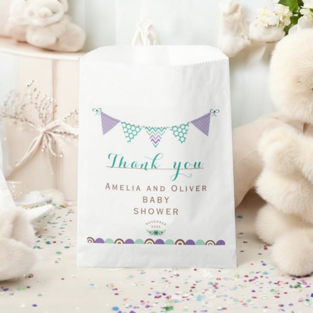 Sacolinha Banner de Bunting Chá de fraldas Neutro de Gênero (Criador carregado)