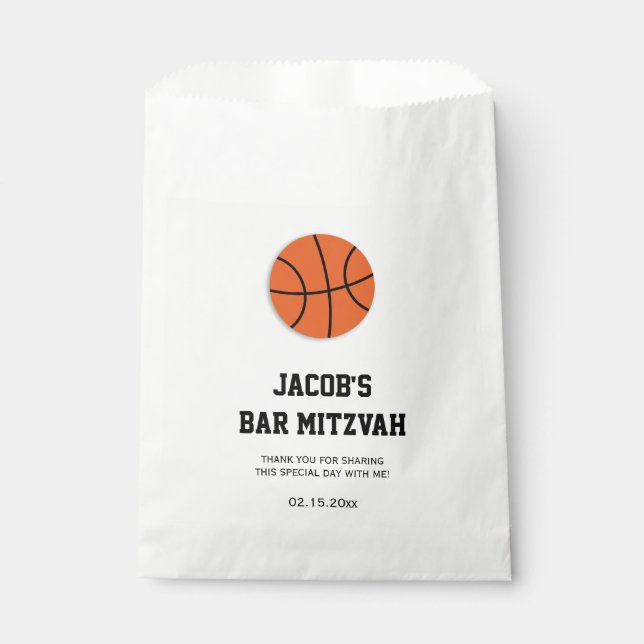 Sacolinha Bar de basquete Mitzvah Personalizado (Frente)