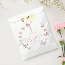Sacolinha Batismo da borboleta rosa macia elegante