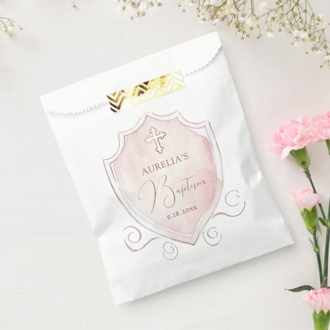 Sacolinha Batismo Elegante Pink Watercolor (Selado)