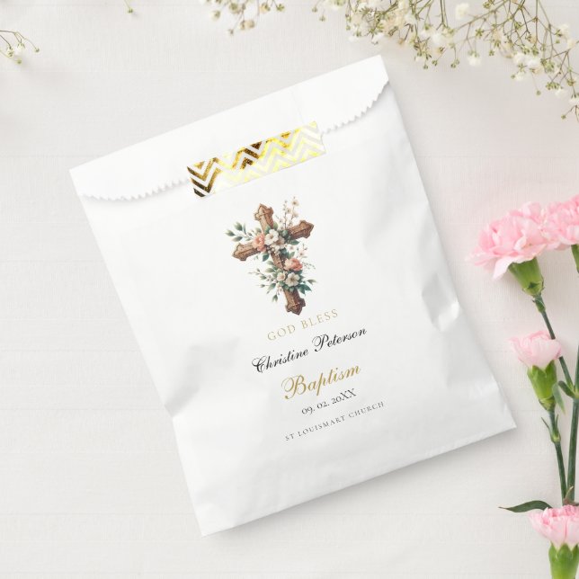 Sacolinha Batismo Floral Cruzado Elegante (Selado)