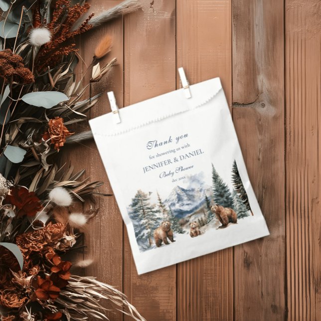 Sacolinha Bear Adventure Winter Snow Mountain Chá de fraldas (Criador carregado)