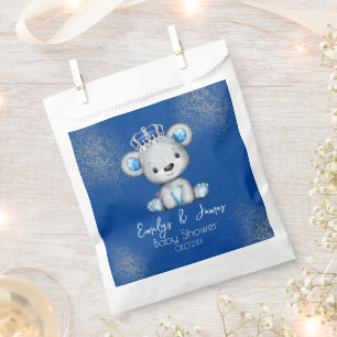 Sacolinha Bear Chá de fraldas Prince Sparkly Blue Boys