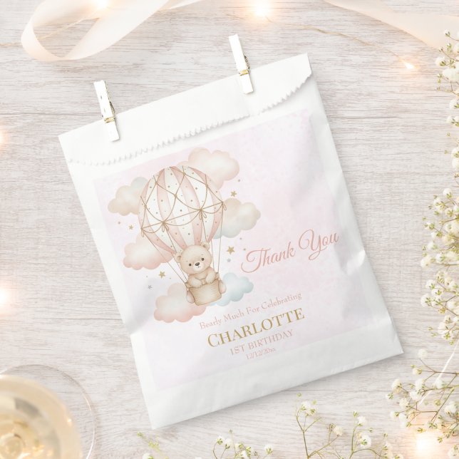 Sacolinha Beary Sweet Hot Air Balloon 1st Birthday  (Cortado)