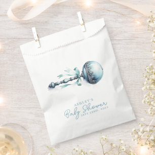 Sacolinha Bebê Azul Elegante Chocalho Menino Chá de Bebê