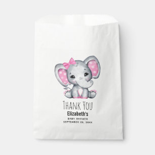 Sacolinha Bebê-Elefante Rosa-Gelado com Orelhas de Bolinhas