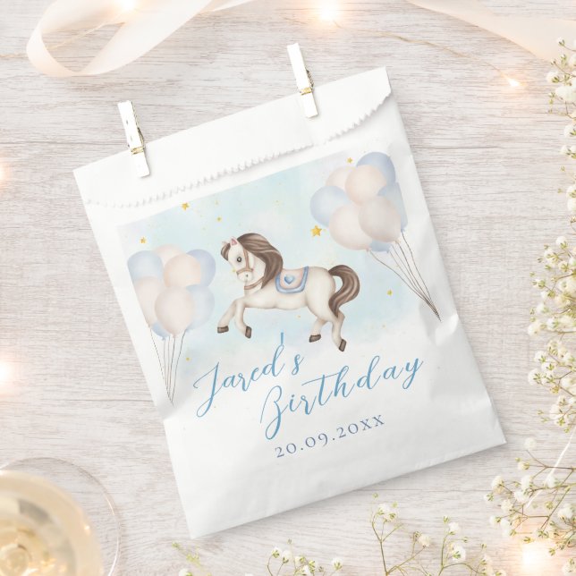 Sacolinha Bebê furioso Pony Blue Balões estrela Aniversário (Cortado)