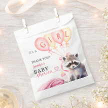 Bebê Guaxinim Chá de Bebê Menina Rosa Fofo