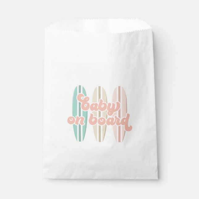 Sacolinha Bebê no Conselho Surfboard Beach Chá de fraldas (Frente)