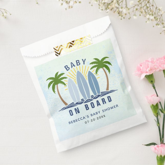 Sacolinha Bebê surfando conselho salpando chá de bebê azul (Selado)