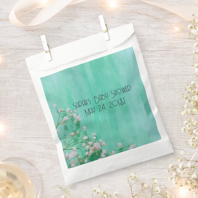 Sacolinha Bebês brancos e verdes em Chá de fraldas de sangue (Cortado)