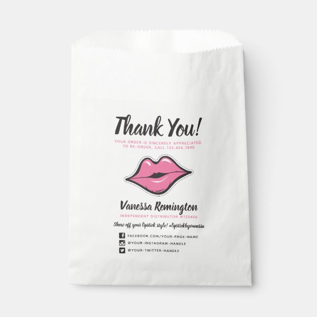 Sacolinha Beijo Rosa do Lipstick Distributor, OBRIGADO SEU S (Frente)