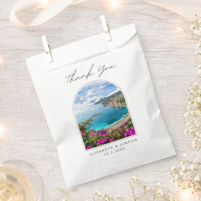 Sacolinha Belo Casamento Da Riviera Francês Obrigado (Cortado)