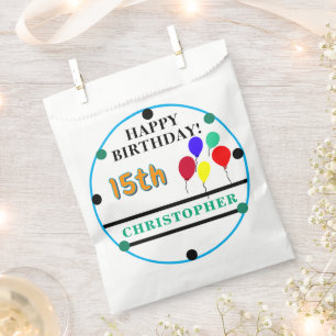 Sacolinha Birthday Balloons Orange Green Name