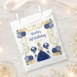 Sacolinha Birthday Party Blonde Princess in Navy Blue